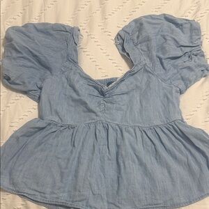 Old Navy Light Blue Puff Sleeve Top